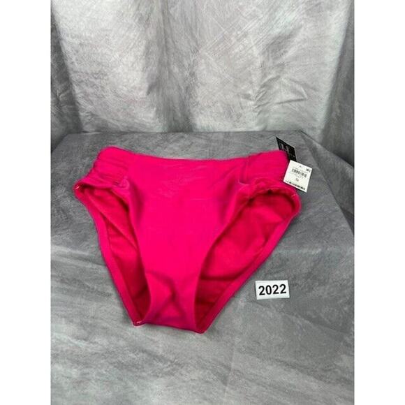 Bar III Shirred High-Rise Bikini Bottoms Ruby Size Small - Picture 1 of 4